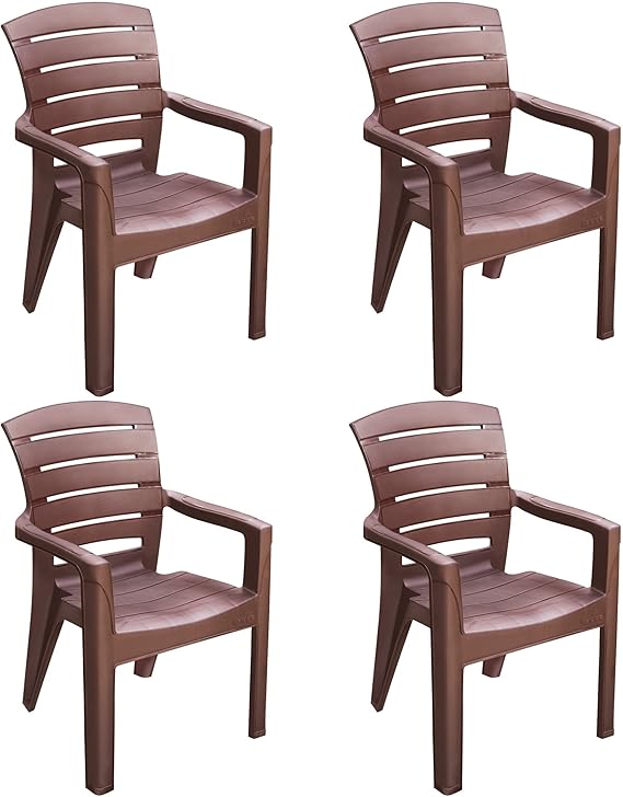 MAHARAJA Heavy Duty Plastic Chair | Matt Pattern Plastic Chair for Home, Kitchen, Living Room, Office | Strong and Sturdy Structure| Bearing Capacity Up to 200Kg (N-Brown)