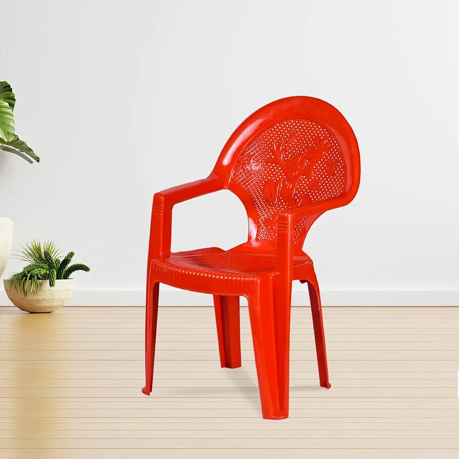 MAHARAJA Mickey Mouse Plastic Chair for Kids | Strong Durable & Portable Study Chairs | Virgin Material Kids Chairs for 2 to 8 Years | Stackable School Chair (Red, Pack