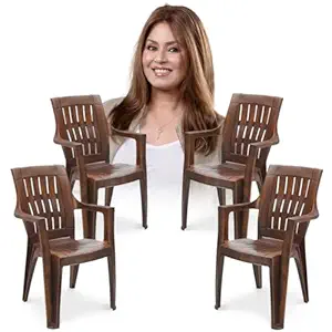 MAHARAJA Premium Heavy Duty Plastic Chairs for Home, Office & Outdoor – Teakwood